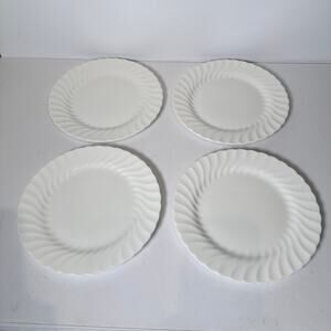 Vintage Wedgwood Candlelight Bone China 8.5" Salad Plate Set of 4 Swirl Rim